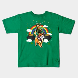St Patricks Day Cat Leprechaun Caticorn Kids T-Shirt